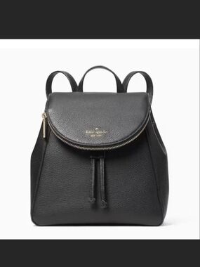 kate spade Black Pebbled Leather Mini Backpack with Gold Hardware